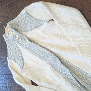 PRANA I Off-White Ivory Cream & Gray Angelica Duster Cardigan Jacket Sweater, M